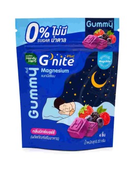 HandyHerb G'nite Gummy Magnesium жевательные мармеладки с магнием MagniNite, вкус микс-ягод, без сахара, 22 г, 4 шт