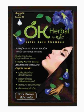OK Herbal by M-Joy шампунь-краска для волос Color Care Shampoo, оттенок Dark Brown (Тёмно-коричневый), 30 мл