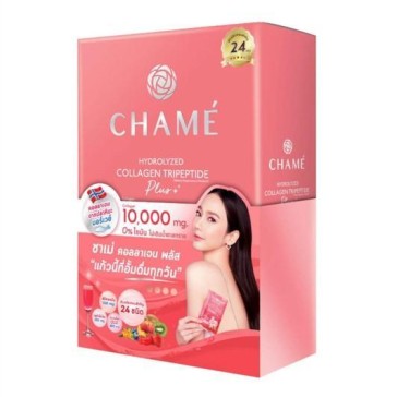 Рыбный коллаген CHAMÉ Hydrolyzed Collagen Tripeptide Plus, клубника, 10 саше × 15 г