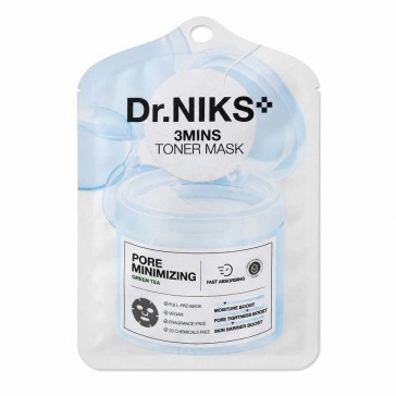 Dr.NIKS+ 3Mins Toner Mask Сужающая поры тканевая тонер-маска с зелёным чаем, 20 мл