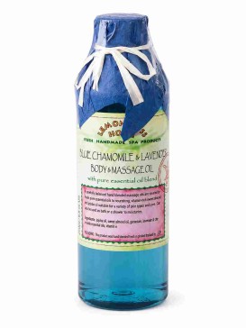 Массажное масло для тела Lemongrass House Blue Chamomile & Lavender с геранью, лавандой и ромашкой, жожоба и сладким миндалём, 250 мл